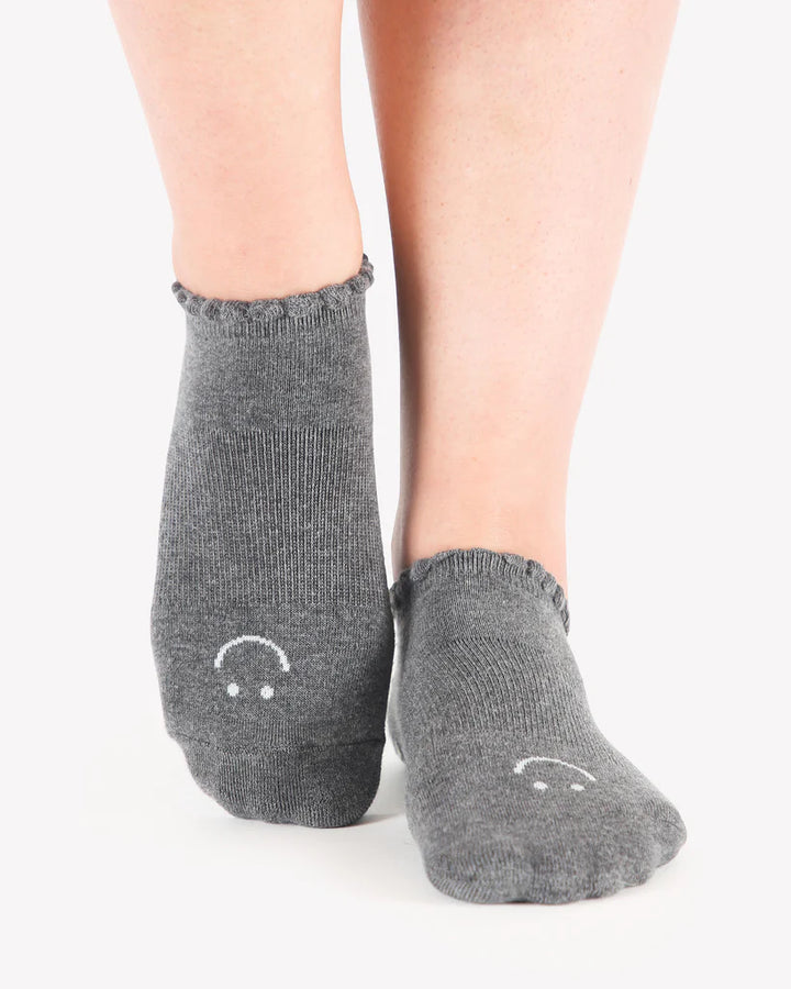 Grip Sock - Happy Full Foot Grip Sock - Charcoal