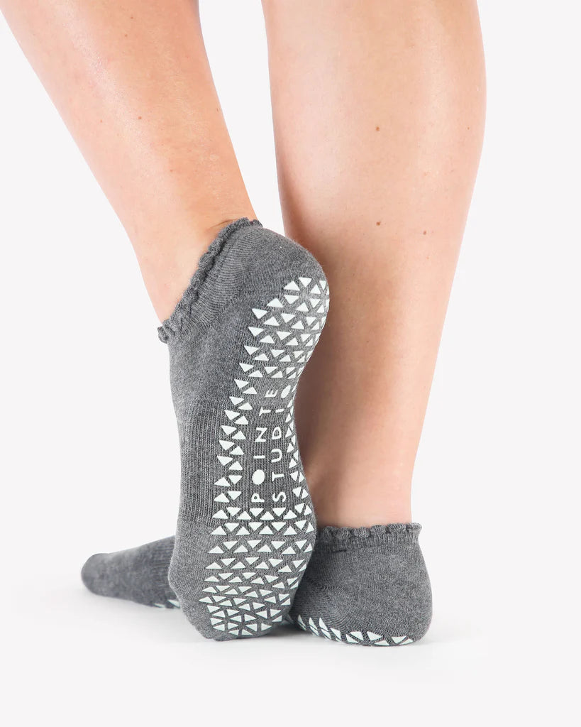 Grip Sock - Happy Full Foot Grip Sock - Charcoal