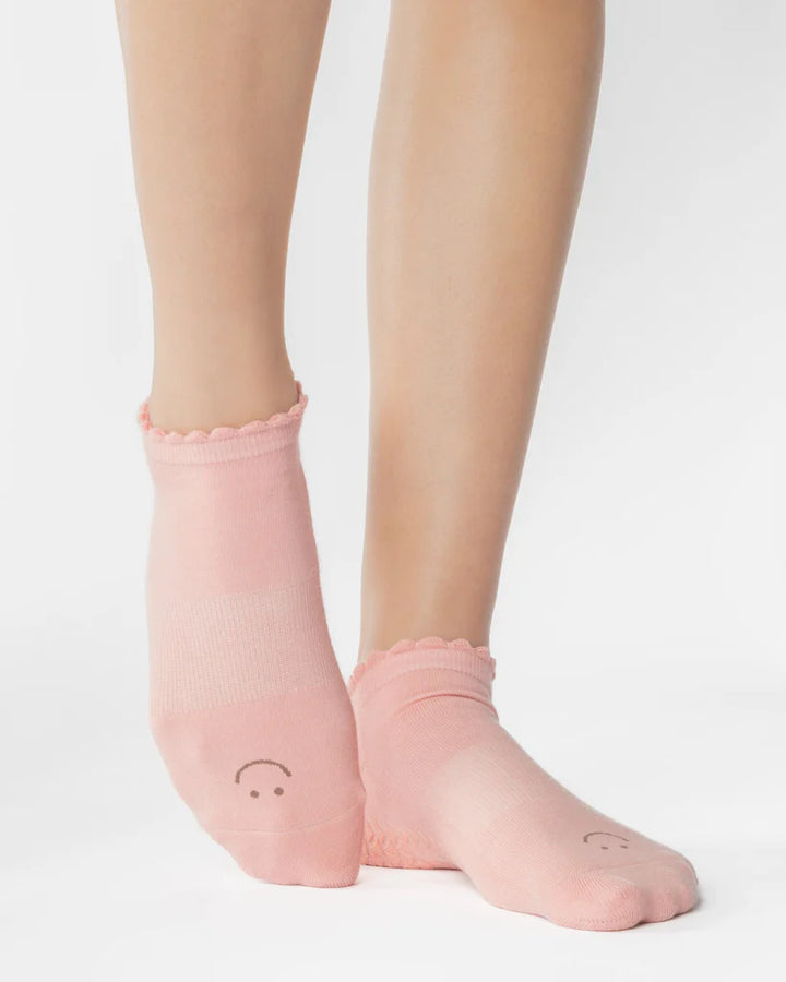 Grip Sock - Happy Full Foot Grip Sock - Coral