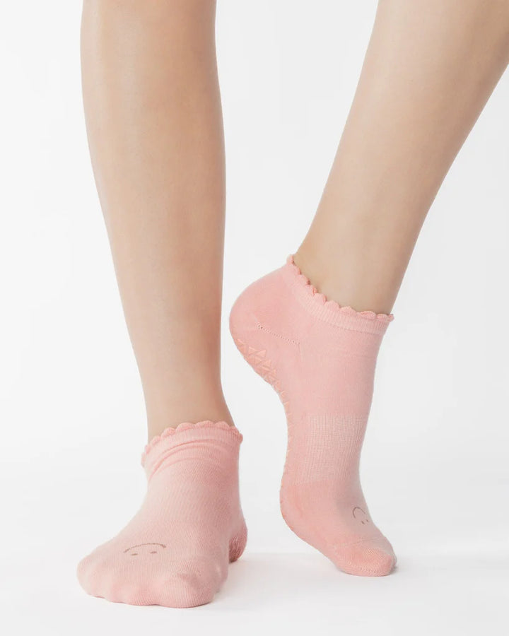 Grip Sock - Happy Full Foot Grip Sock - Coral