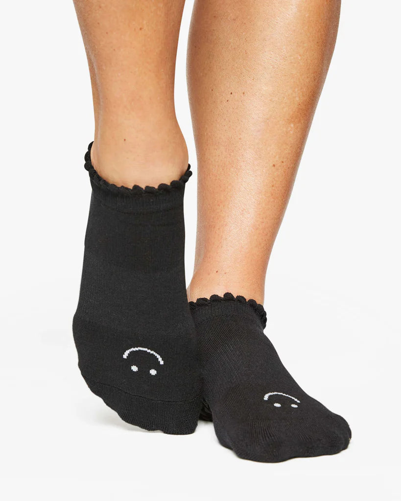 Grip Sock - Happy Full Foot Grip Sock - Black