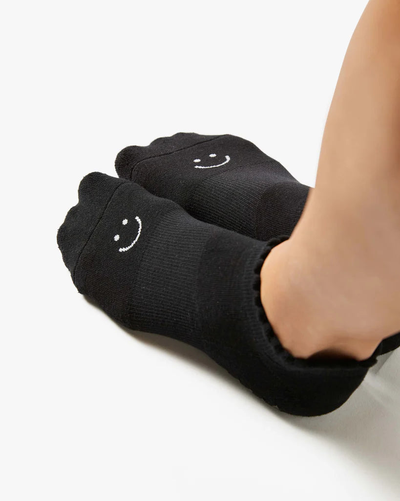 Grip Sock - Happy Full Foot Grip Sock - Black