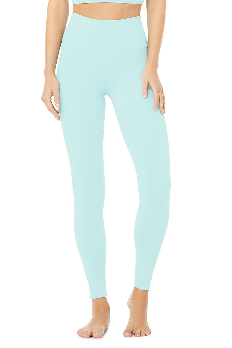 Alo Yoga Women's high waist checkpoint leggings, Bright Aqua, XS :  : Fashion